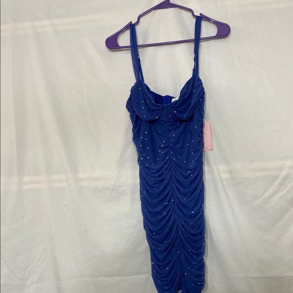 Hello Molly Blue Ruched Bodycon Mini Dress